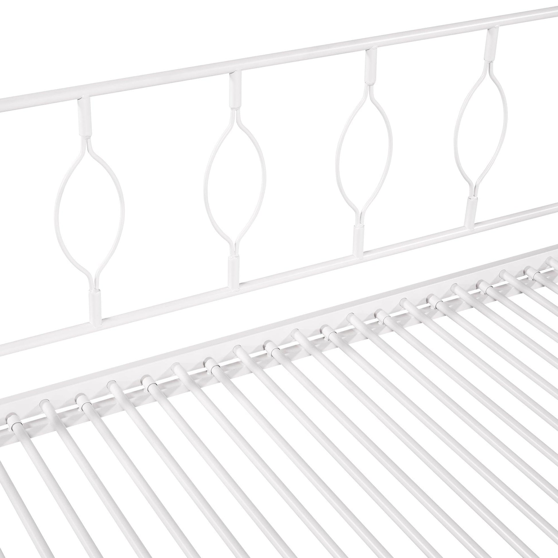 Twin Size Metal Daybed with Trundle Daybed with Slat No Box required White + Iron - FurniFindUSA