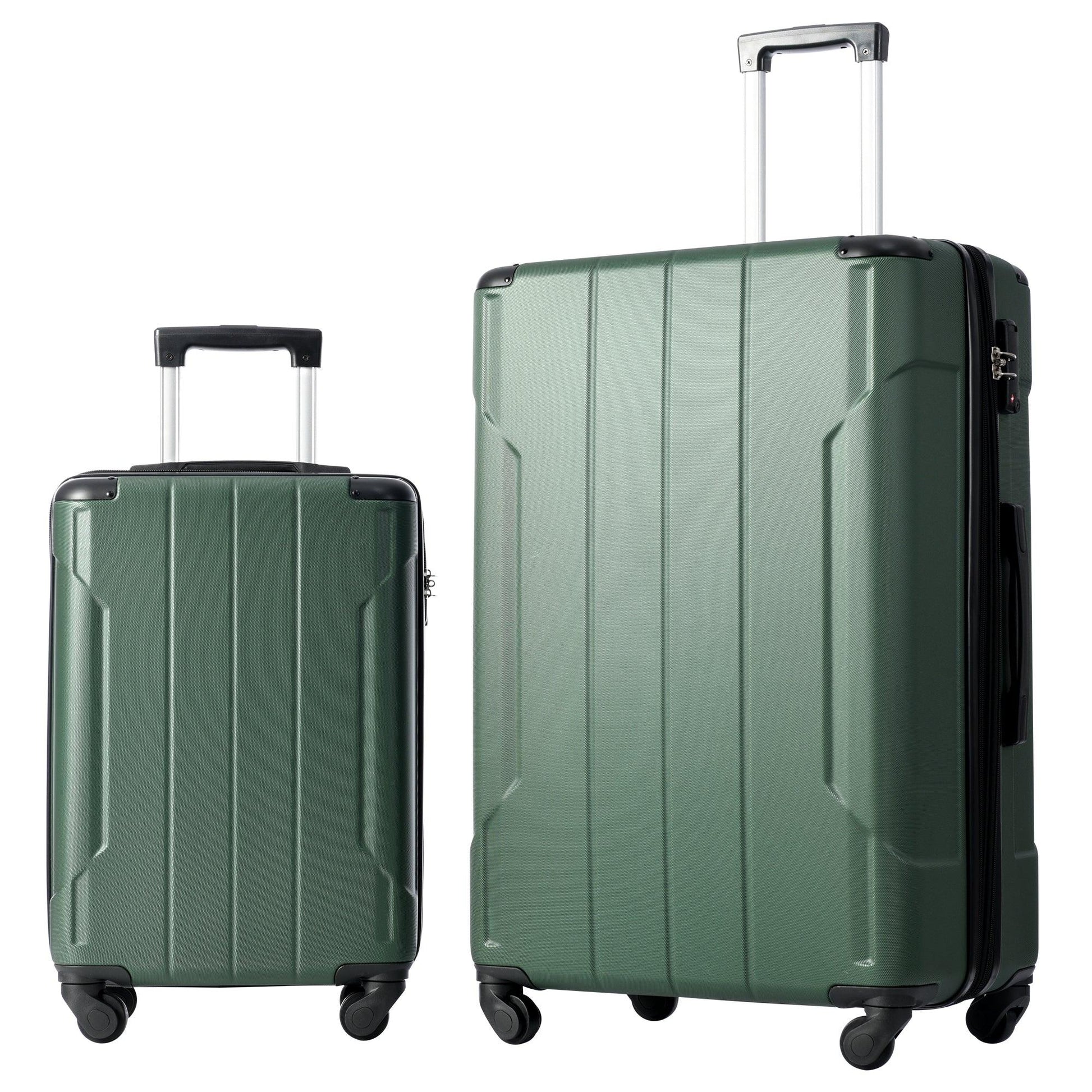 Hardshell Luggage Sets 3 Pcs Spinner Suitcase with TSA Lock Lightweight 20''24''28'' Green + ABS - FurniFindUSA