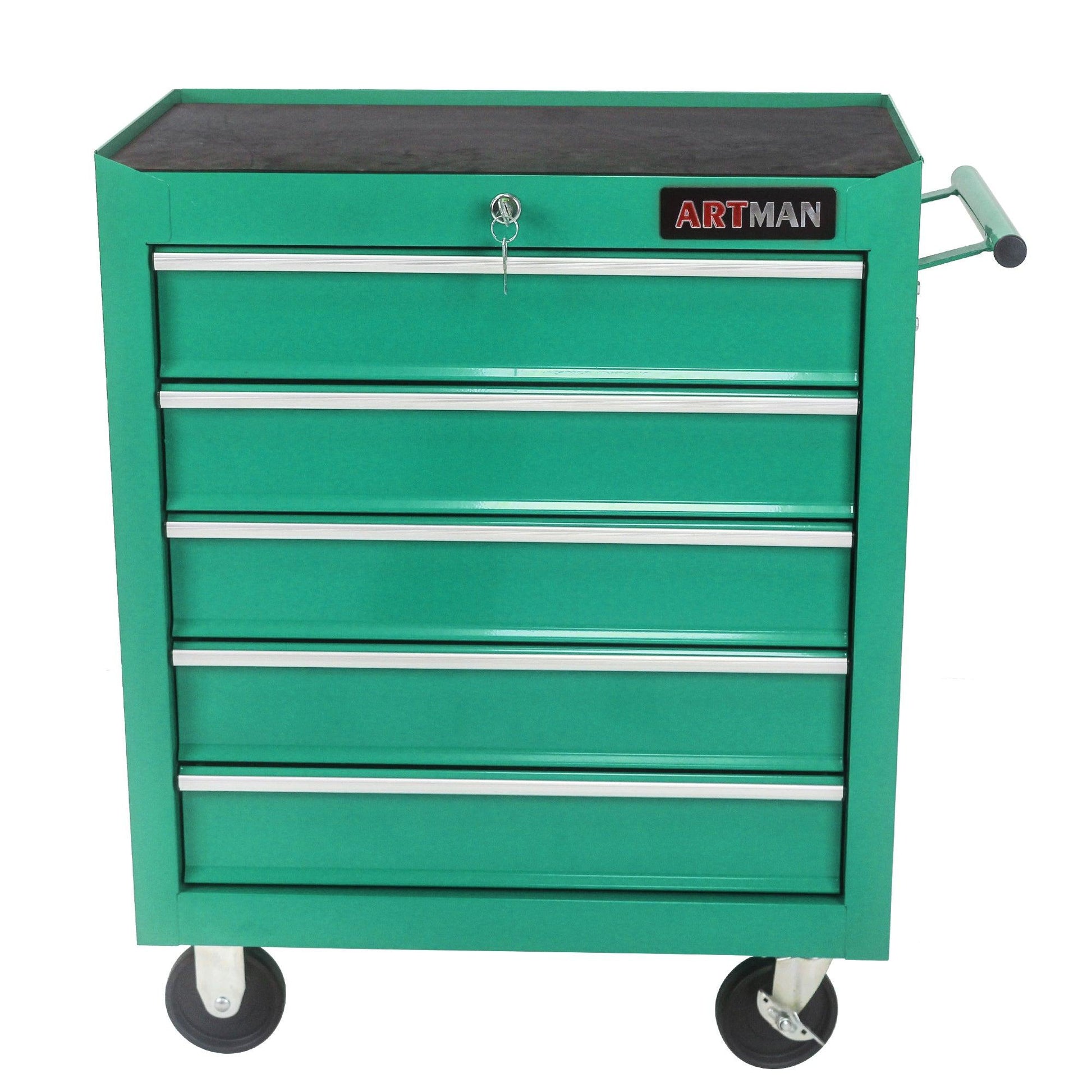 5 DRAWERS MULTIFUNCTIONAL TOOL CART WITH WHEELS-GREEN - FurniFindUSA