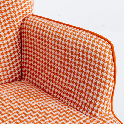 35.5 inch Rocking Chair Soft Houndstooth Fabric Leather Fabric Rocking Chair for Nursery (orange) - FurniFindUSA