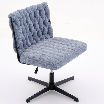 Armless Office Desk Chair No Wheels BLUE - FurniFindUSA