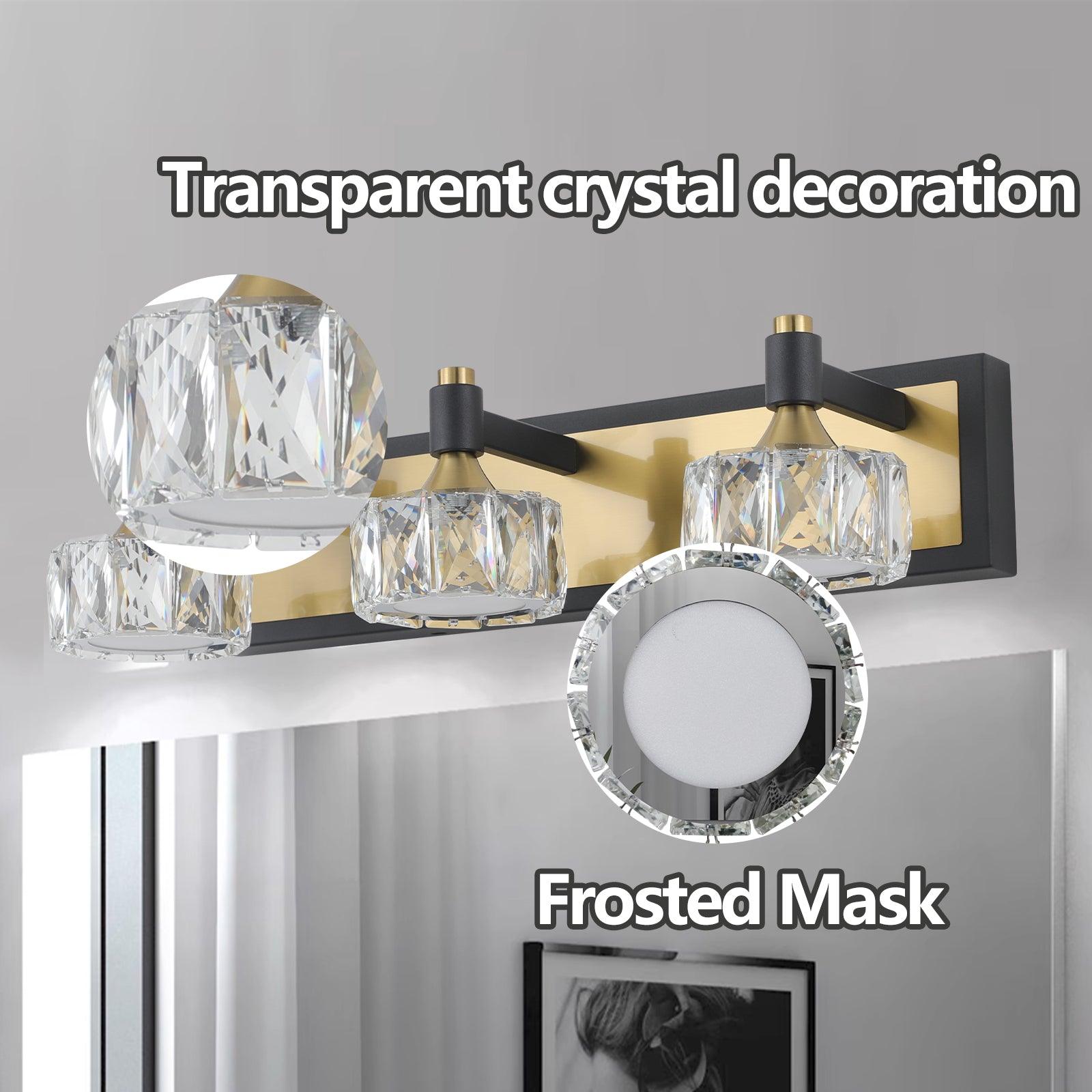 LED 3-Light Modern Crystal Bathroom Vanity Light Over Mirror Bath Wall Lighting Fixtures - FurniFindUSA