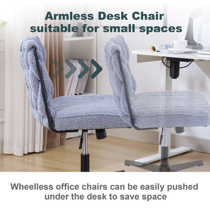 Armless Office Desk Chair No Wheels BLUE - FurniFindUSA