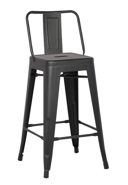 Set of Two 30" Black Iron Low Back Bar Height Bar Chairs HomeRoots