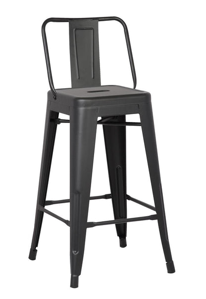 Set of Two 30" Black Iron Low Back Bar Height Bar Chairs HomeRoots