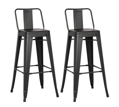 Set of Two 30 " Black Iron Low Back Bar Height Bar Chairs HomeRoots