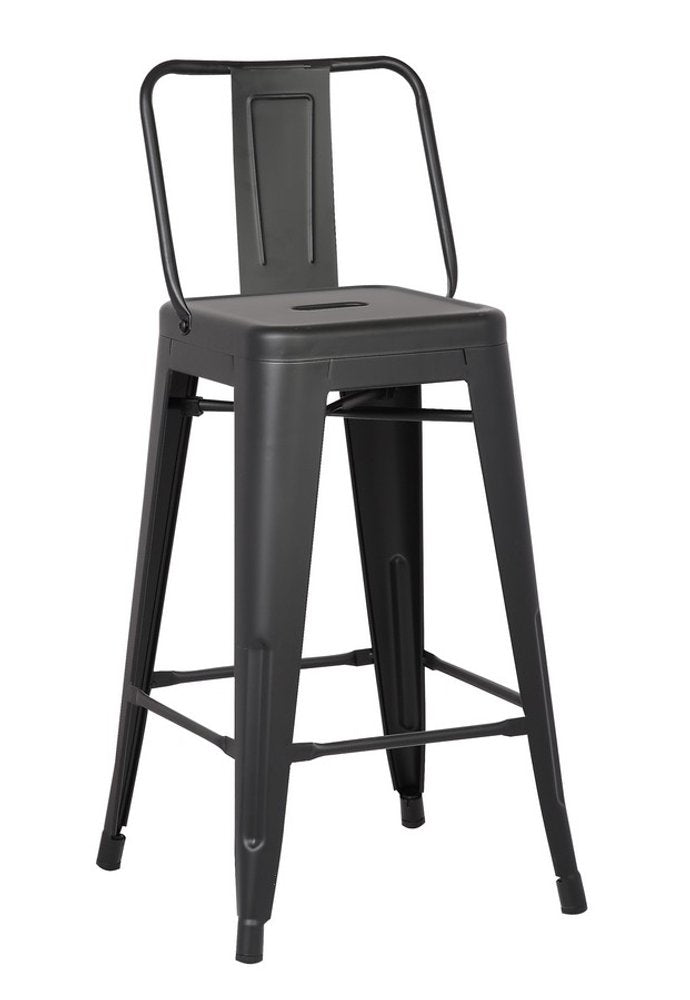 Set of Two 30 " Black Iron Low Back Bar Height Bar Chairs HomeRoots