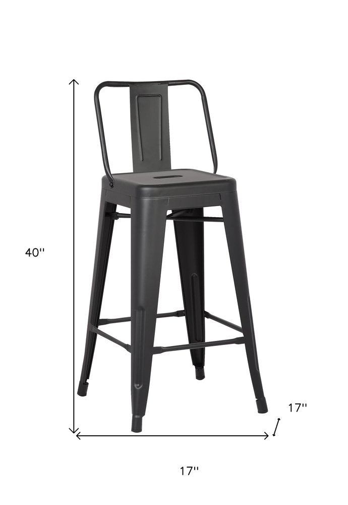 Set of Two 30 " Black Iron Low Back Bar Height Bar Chairs HomeRoots
