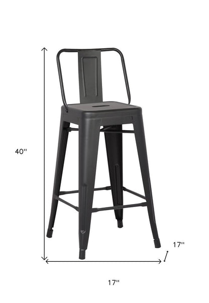 Set of Two 30 " Black Iron Low Back Bar Height Bar Chairs HomeRoots