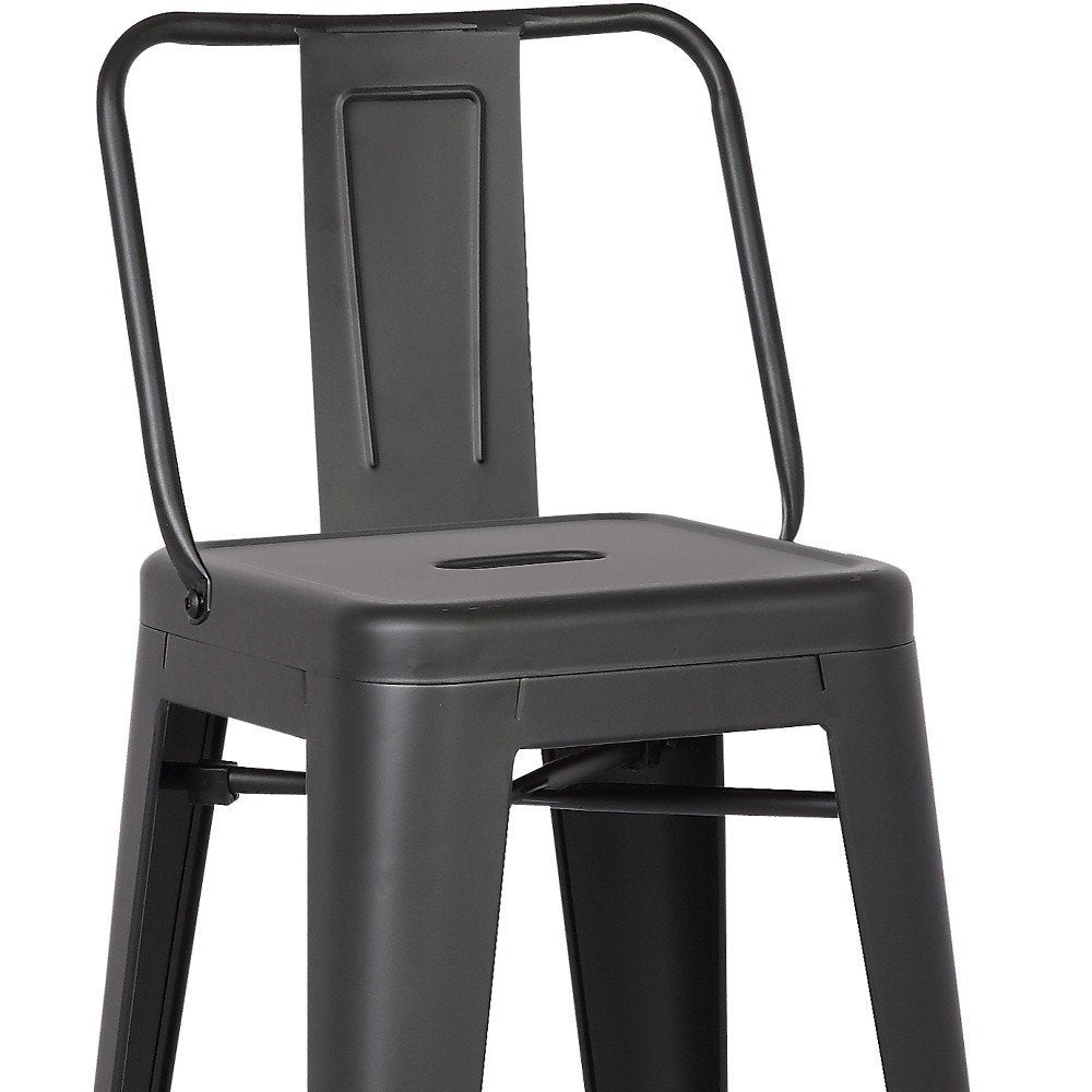 Set of Two 30 " Black Iron Low Back Bar Height Bar Chairs HomeRoots