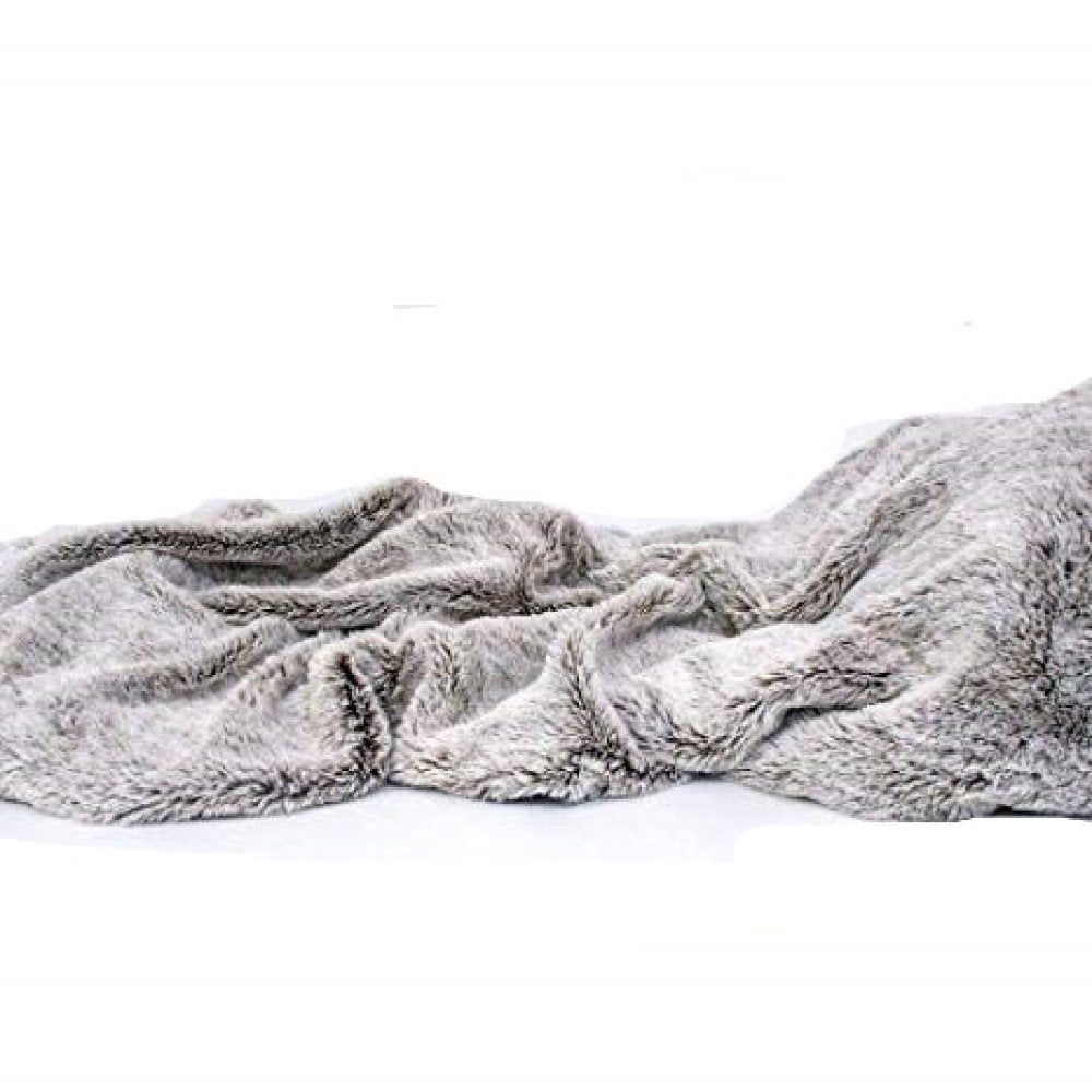 Gray Faux Fur Ombre Plush Throw HomeRoots