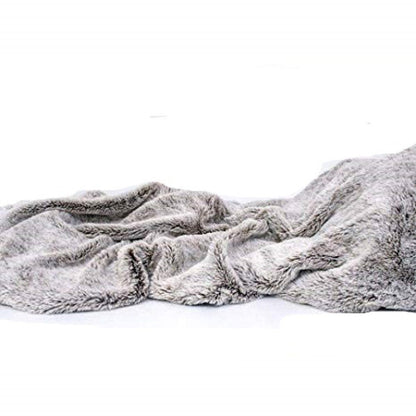 Gray Faux Fur Ombre Plush Throw HomeRoots