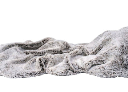Gray Faux Fur Ombre Plush Throw HomeRoots