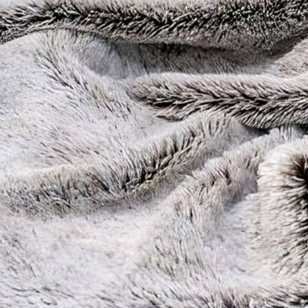 Gray Faux Fur Ombre Plush Throw HomeRoots