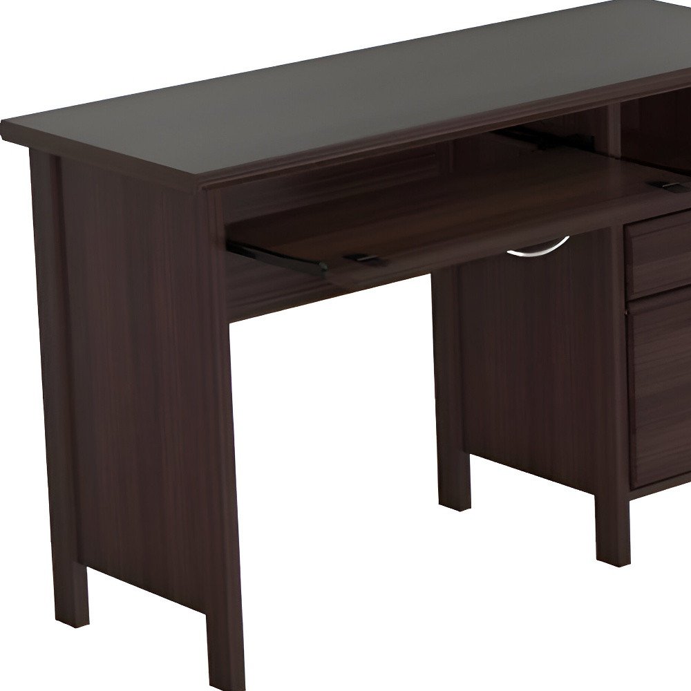 47" Espresso Computer Desk With Two Drawers HomeRoots