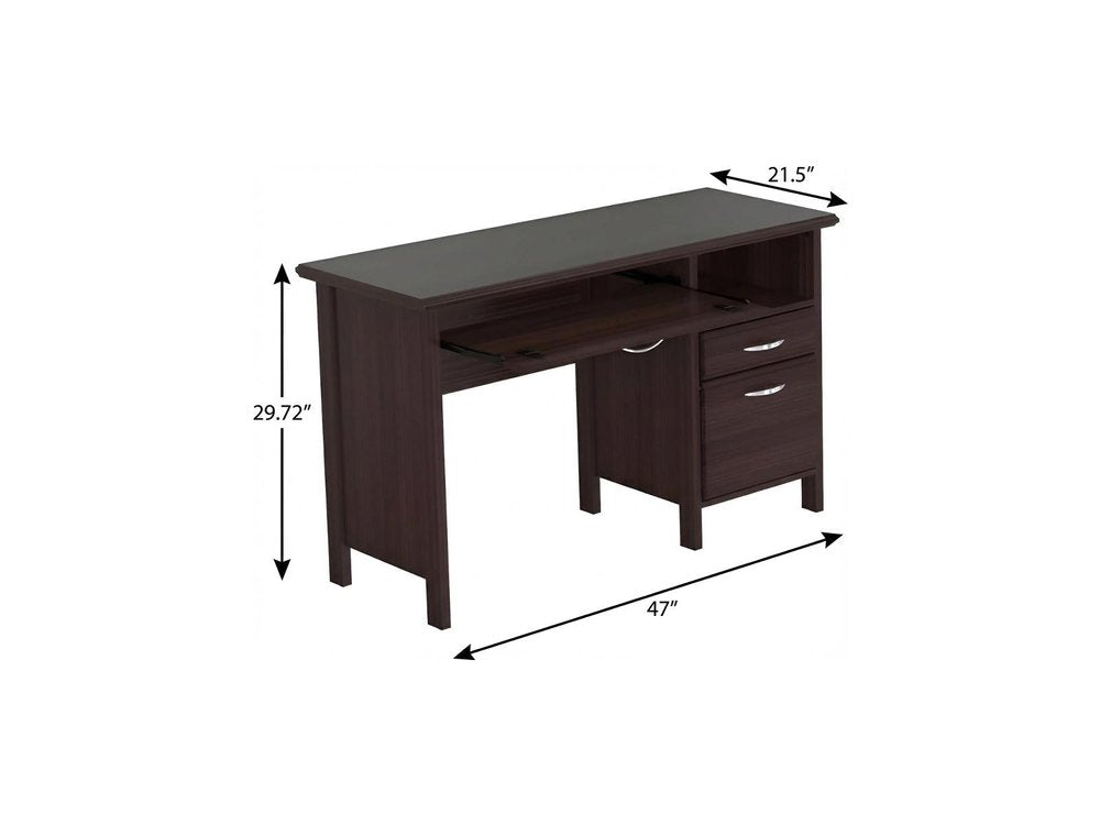 47" Espresso Computer Desk With Two Drawers HomeRoots