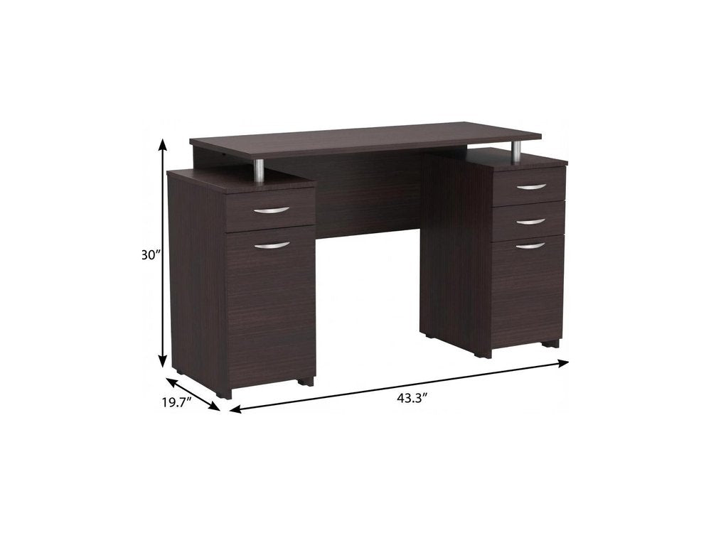 43" Espresso Computer Desk With Four Drawers HomeRoots
