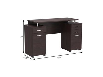 43" Espresso Computer Desk With Four Drawers HomeRoots
