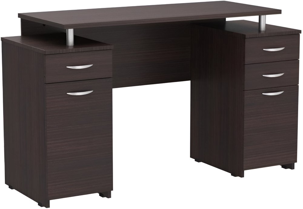 43" Espresso Computer Desk With Four Drawers HomeRoots
