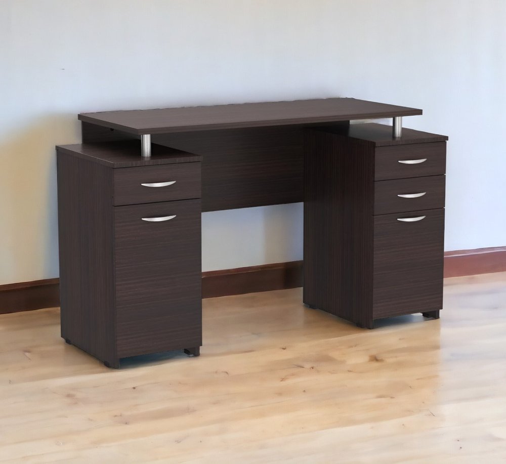 43" Espresso Computer Desk With Four Drawers HomeRoots