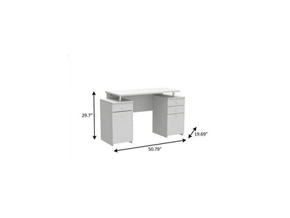 51" White Computer Desk With Five Drawers HomeRoots