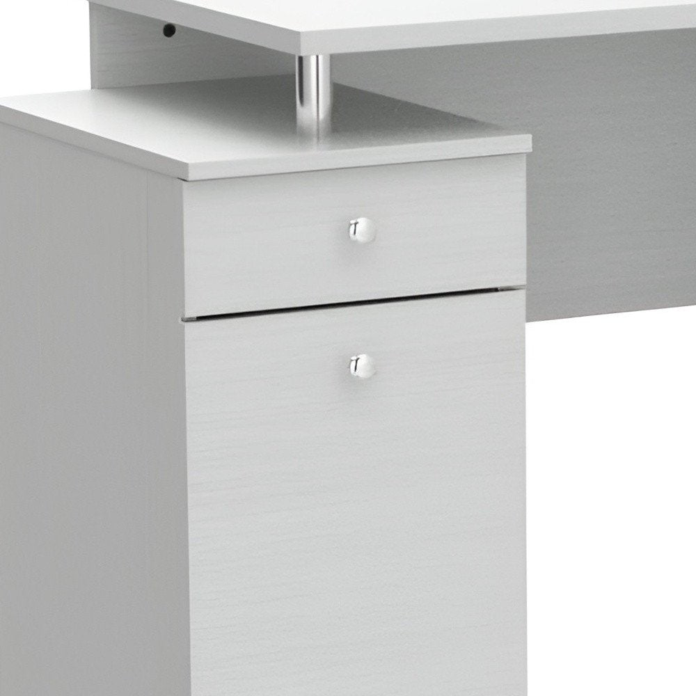 51" White Computer Desk With Five Drawers HomeRoots