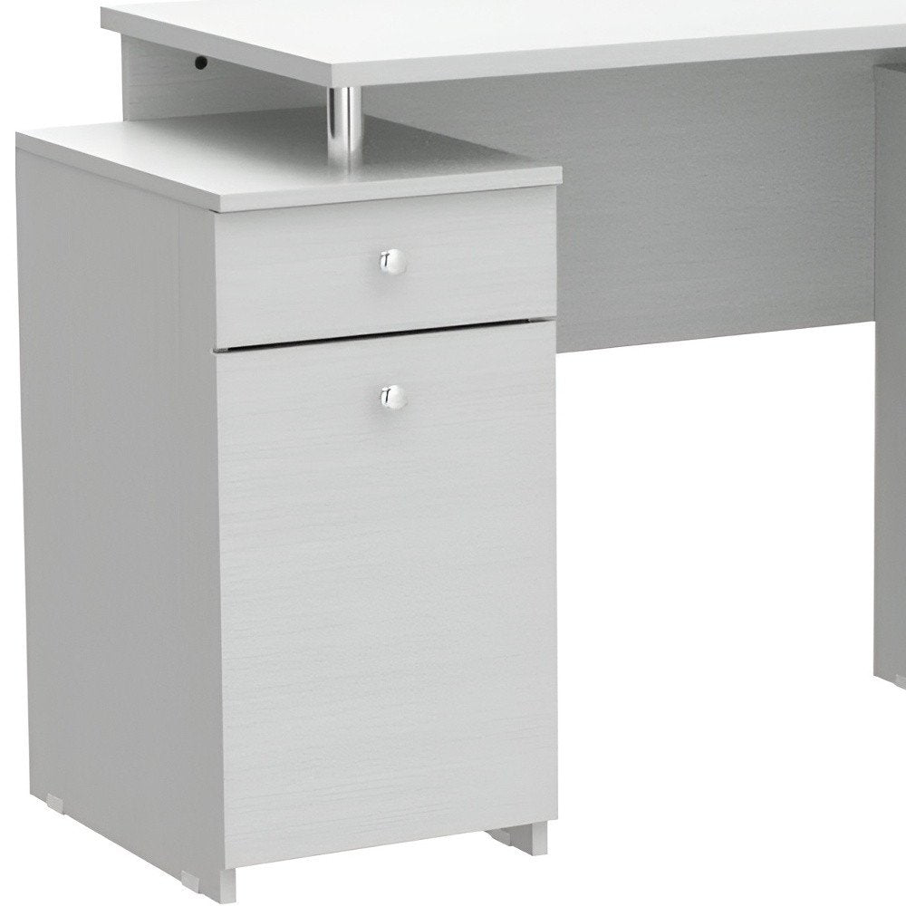 51" White Computer Desk With Five Drawers HomeRoots