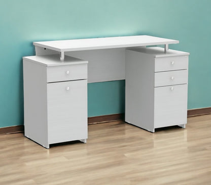 51" White Computer Desk With Five Drawers HomeRoots