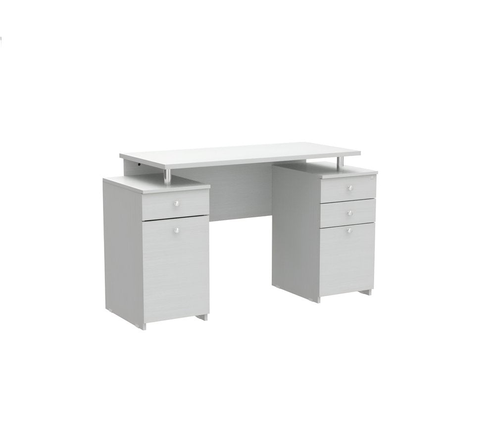 51" White Computer Desk With Five Drawers HomeRoots