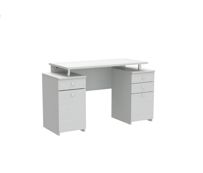 51" White Computer Desk With Five Drawers HomeRoots