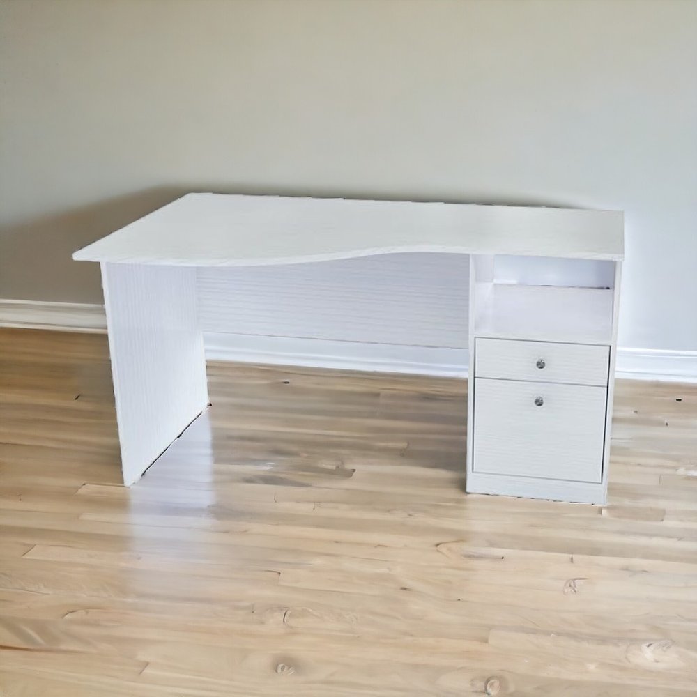 55" White Computer Desk With Two Drawers HomeRoots