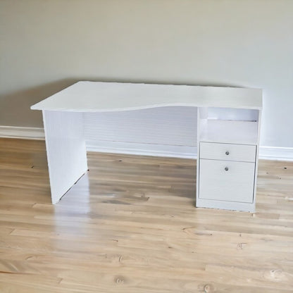 55" White Computer Desk With Two Drawers HomeRoots