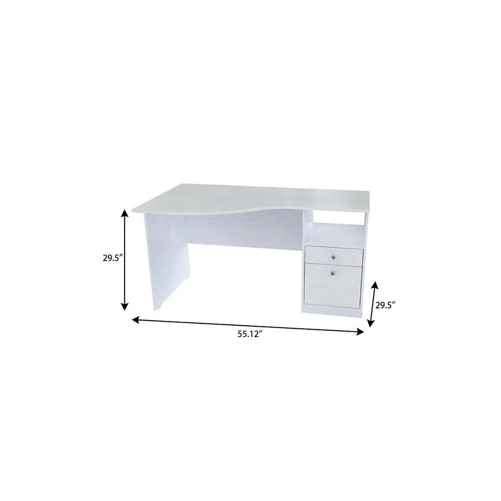 55" White Computer Desk With Two Drawers HomeRoots