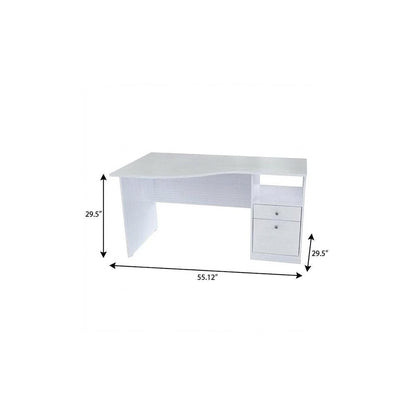 55" White Computer Desk With Two Drawers HomeRoots
