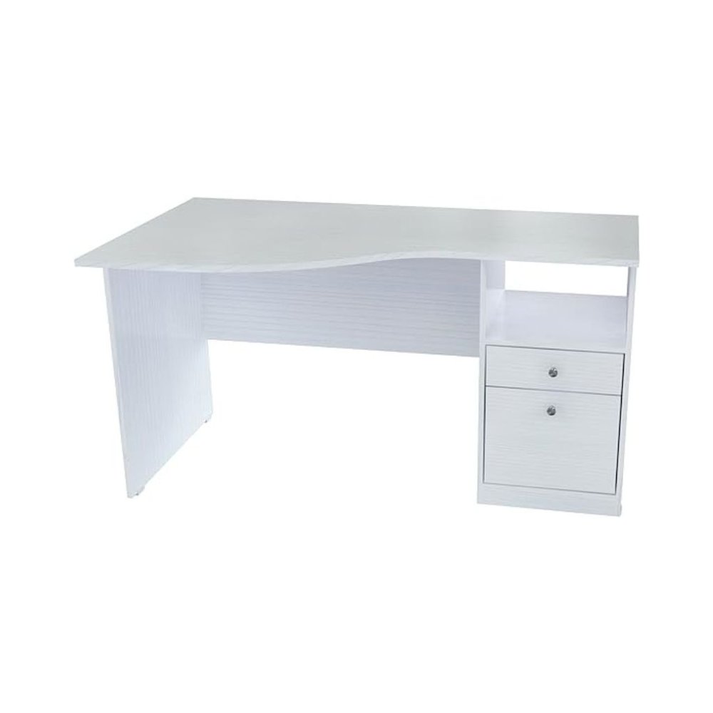 55" White Computer Desk With Two Drawers HomeRoots