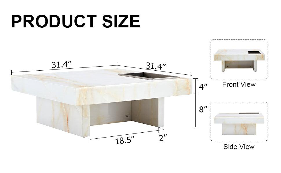 A modern and practical coffee table with imitation marble patterns made of MDF material - FurniFindUSA