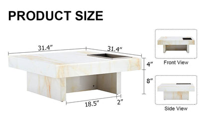 A modern and practical coffee table with imitation marble patterns made of MDF material - FurniFindUSA