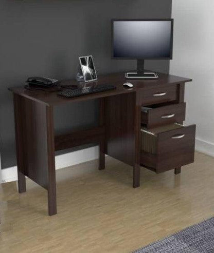 47" Espresso Computer Desk With Three Drawers - FurniFindUSA