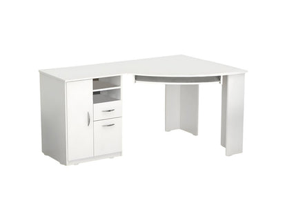 59" White Corner Computer Desk With Two Drawers HomeRoots