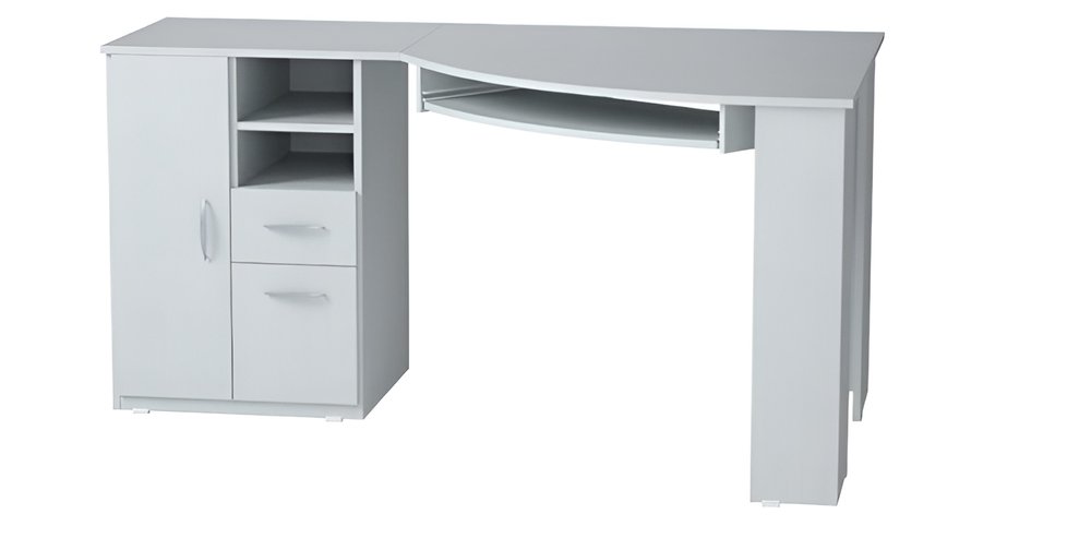 59" White Corner Computer Desk With Two Drawers HomeRoots