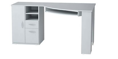 59" White Corner Computer Desk With Two Drawers HomeRoots