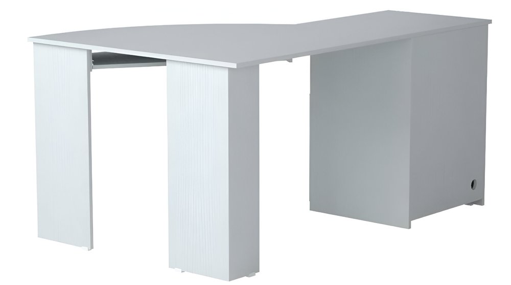 59" White Corner Computer Desk With Two Drawers HomeRoots