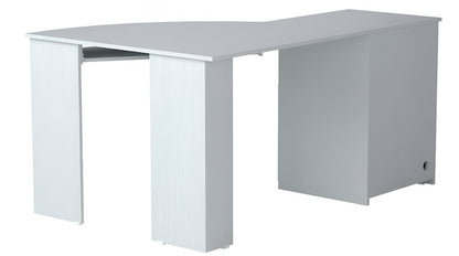 59" White Corner Computer Desk With Two Drawers HomeRoots