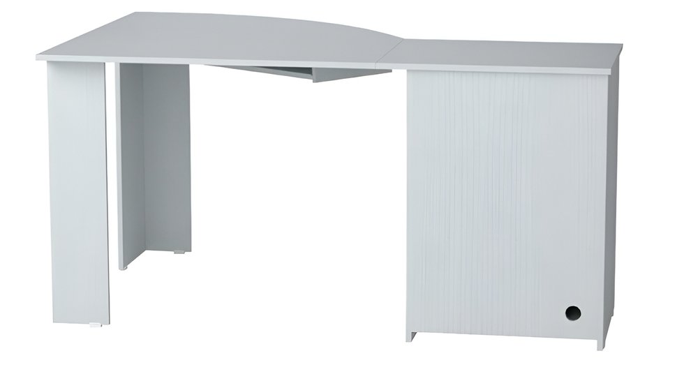 59" White Corner Computer Desk With Two Drawers HomeRoots