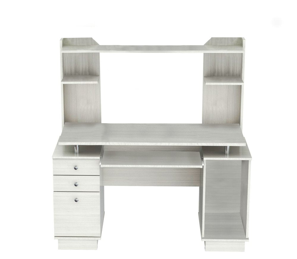49" White Computer Desk With Three Drawers HomeRoots