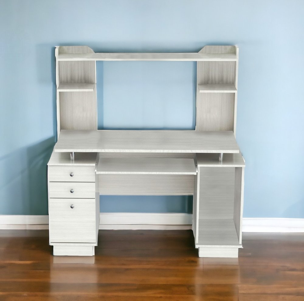 49" White Computer Desk With Three Drawers HomeRoots