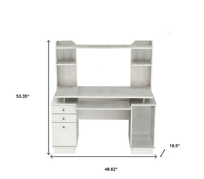 49" White Computer Desk With Three Drawers HomeRoots