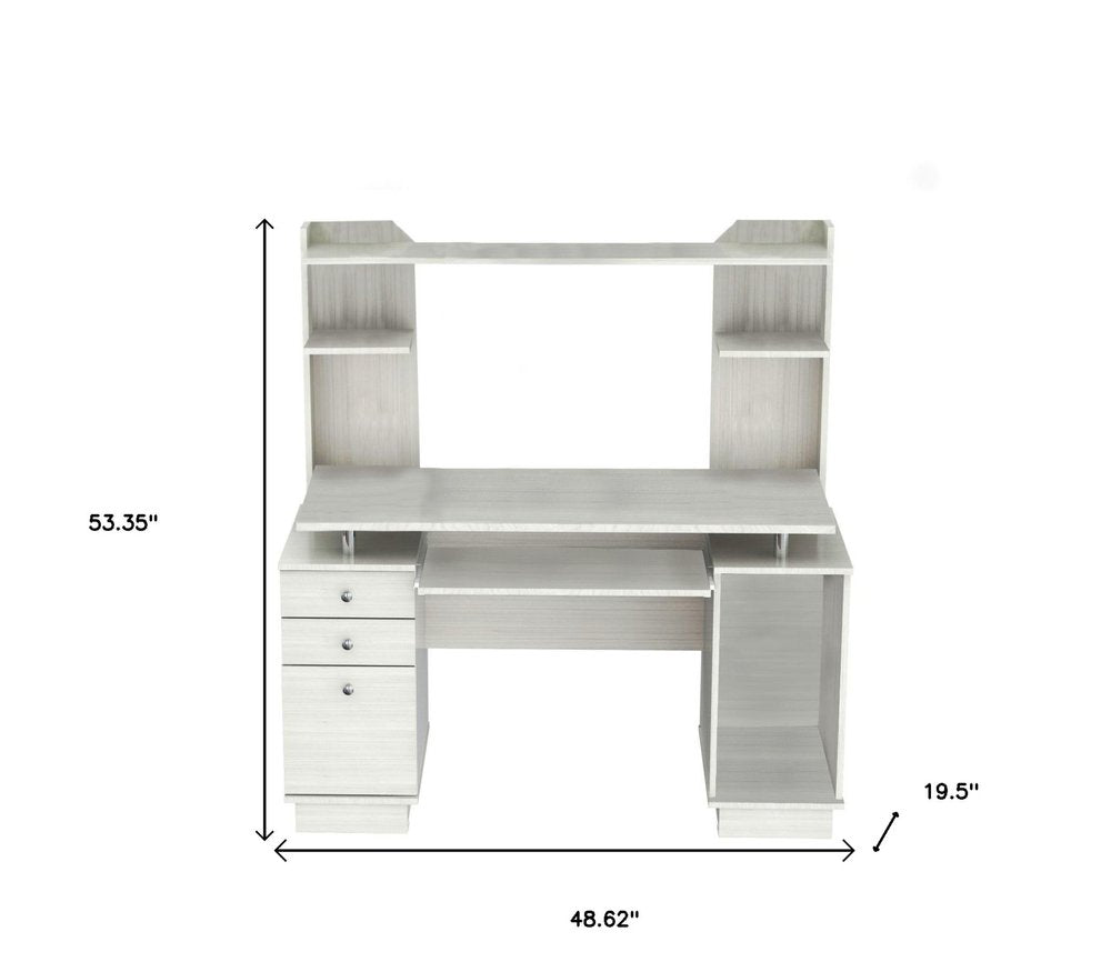 49" White Computer Desk With Three Drawers HomeRoots