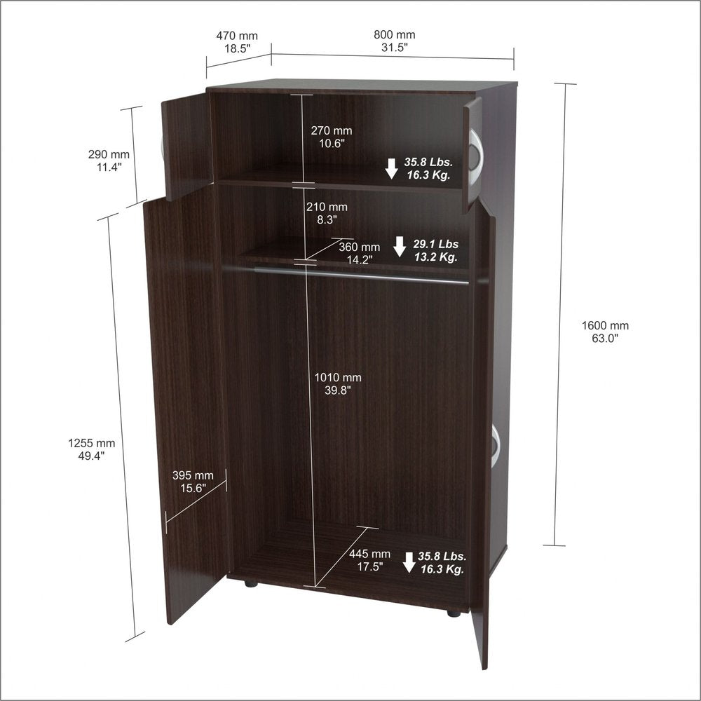 32" Espresso Melamine Mirrored Combo Dresser HomeRoots
