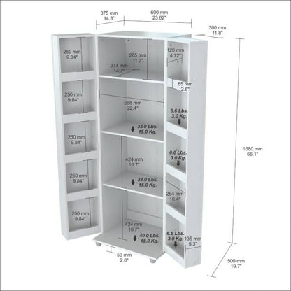 66" White Laminated Wood Pantry or Storage Cabinet - FurniFindUSA